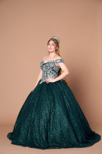 Load image into Gallery viewer, LA Merchandise LAZWB20509 Embroidered Off Shoulder Ball 15 Dress - EMERALD GREEN - Dress LA Merchnadise