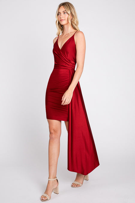 LA Merchandise LN3057 Simple V-Neck Wrap Short Bridesmaids Dress - - LA Merchandise
