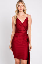 Load image into Gallery viewer, LA Merchandise LN3057 Simple V-Neck Wrap Short Bridesmaids Dress - BURGUNDY - LA Merchandise