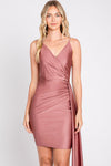 Load image into Gallery viewer, LA Merchandise LN3057 Simple V-Neck Wrap Short Bridesmaids Dress - MAUVE - LA Merchandise
