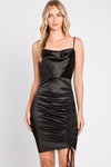 Load image into Gallery viewer, LA Merchandise LN3058 Fitted Adjustable Satin Hoco Cocktail Dress - BLACK - LA Merchandise