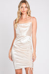 Load image into Gallery viewer, LA Merchandise LN3058 Fitted Adjustable Satin Hoco Cocktail Dress - CREAM - LA Merchandise
