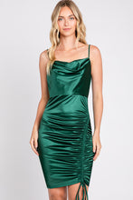 Load image into Gallery viewer, LA Merchandise LN3058 Fitted Adjustable Satin Hoco Cocktail Dress - HUNTER GREEN - LA Merchandise