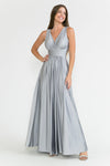 Load image into Gallery viewer, LA Merchandise LN5232 V-Neck Ruched Shiny Bridesmaid Dress - - Dress LA Merchandise