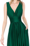 Load image into Gallery viewer, LA Merchandise LN5232 V-Neck Ruched Shiny Bridesmaid Dress - - Dress LA Merchandise