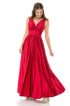 Load image into Gallery viewer, LA Merchandise LN5232 V-Neck Ruched Shiny Bridesmaid Dress - RED - Dress LA Merchandise