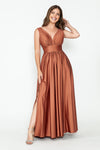 Load image into Gallery viewer, LA Merchandise LN5232 V-Neck Ruched Shiny Bridesmaid Dress - SIENNA - Dress LA Merchandise