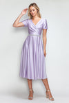Load image into Gallery viewer, LA Merchandise LAF5274 V-Neck Short Sleeve Midi Dress with Rhinestone Waistband and Pockets