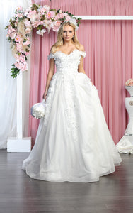 Off Shoulder Floral Bridal Ball Gown - LA154B - - LA Merchandise