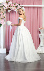 Off Shoulder Floral Bridal Ball Gown - LA154B - - LA Merchandise