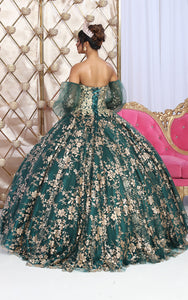 LA Merchandise LA200 Glitter Embroidery Detachable Ball Quince Gown