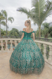 LA Merchandise LA204 Detachable Cape Glitter Ball Quinceanera Gown