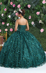 La Merchandise LA217 Strapless 3D Floral Embellished Prom Ball Gown