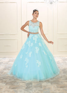 LA Merchandise LA90 Two Piece Floral Embroidery Quince Ball Gown