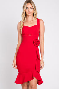 LA Merchandise LN3043 Sleeveless Fitted Hoco Knee Length Dress - RED - LA Merchandise