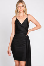 Load image into Gallery viewer, LA Merchandise LN3057 Simple V-Neck Wrap Short Bridesmaids Dress - BLACK - LA Merchandise