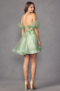 La Merchandise LAT901 Detachable Sleeves Butterfly A-line Short Dress - - LA Merchandise