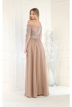 Load image into Gallery viewer, La Merchandise LA1853 Formal Off Shoulder Long Mother of Bride Dress - MOCHA - LA Merchandise