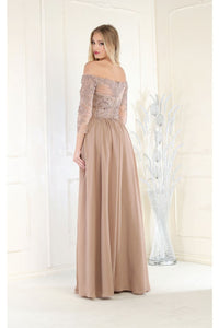 La Merchandise LA1853 Formal Off Shoulder Long Mother of Bride Dress - MOCHA - LA Merchandise
