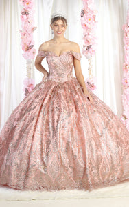 La Merchandise LA186 Embellished Butterfly Applique Ball Gown - ROSE GOLD - LA Merchandise