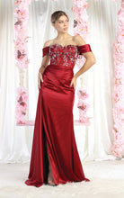Load image into Gallery viewer, La Merchandise LA1977 Satin Embroidered Prom Gown - BURGUNDY - Dress LA Merchandise