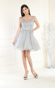 La Merchandise LA1984 Layered Homecoming Dress - SILVER SILVER - LA Merchandise