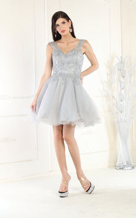 La Merchandise LA1984 Layered Homecoming Dress - SILVER SILVER - LA Merchandise