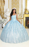 Load image into Gallery viewer, La Merchandise LA208 Spaghetti Straps Floral Ball Quinceanera Gown - BABY BLUE - Dress LA Merchnadise