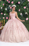 Load image into Gallery viewer, La Merchandise LA208 Spaghetti Straps Floral Ball Quinceanera Gown - ROSE GOLD - Dress LA Merchnadise