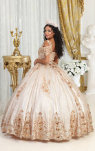 Load image into Gallery viewer, La Merchandise LA213 Cold Shoulder Embroidered Rose Gold Quince Gown - - LA Merchnadise