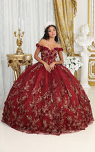 Load image into Gallery viewer, La Merchandise LA215 3D Floral Applique Quinceanera Ball Dress - BURGUNDY - LA Merchnadise