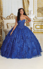 Load image into Gallery viewer, La Merchandise LA217 Strapless 3D Floral Embellished Prom Ball Gown - ROYAL BLUE - Dress LA Merchnadise