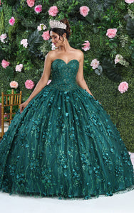 La Merchandise LA217 Strapless 3D Floral Embellished Prom Ball Gown - - Dress LA Merchnadise