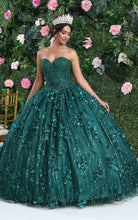 Load image into Gallery viewer, La Merchandise LA217 Strapless 3D Floral Embellished Prom Ball Gown - HUNTER GREEN - Dress LA Merchnadise