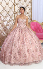 Load image into Gallery viewer, La Merchandise LA217 Strapless 3D Floral Embellished Prom Ball Gown - ROSE GOLD - Dress LA Merchnadise