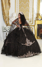 Load image into Gallery viewer, La Merchandise LA218 Embroidered Cape Sleeves Glitter Quince Ball Gown - - LA Merchnadise