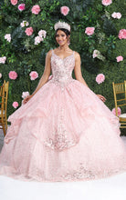 Load image into Gallery viewer, La Merchandise LA218 Embroidered Cape Sleeves Glitter Quince Ball Gown - BLUSH - LA Merchnadise