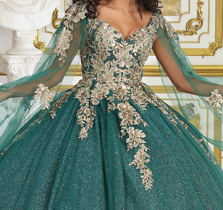 La Merchandise LA221 V-neck Embroidered Quinceanera Ball Gown - - LA Merchnadise