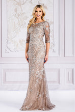 Load image into Gallery viewer, La Merchandise LAA7045 Lace Applique Mother of The Bride Evening Gown - MOCHA - Dress LA Merchandise