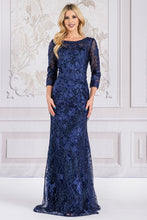 Load image into Gallery viewer, La Merchandise LAA7045 Lace Applique Mother of The Bride Evening Gown - NAVY BLUE - Dress LA Merchandise