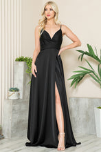 Load image into Gallery viewer, La Merchandise LAABZ012 Simple Long V-Neck Bridesmaid Dress with Slit - Black - LA Merchandise
