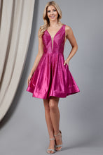 Load image into Gallery viewer, La Merchandise LAABZ021S Short V-Neck Embellished Homecoming Dress - - LA Merchandise