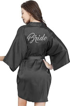 Load image into Gallery viewer, La Merchandise LAB1800 Women&#39;s Satin Short Bridal Party Robe - BLACK BRIDE - Masks LA Merchandise
