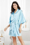 Load image into Gallery viewer, La Merchandise Women's Satin Short Bridal Party Robe - BLUE - Masks LA MERCHANDISES