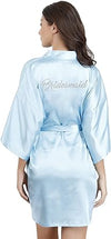 Load image into Gallery viewer, La Merchandise Women's Satin Short Bridal Party Robe - BLUE BRIDE - Masks LA MERCHANDISES