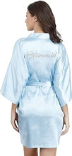 Load image into Gallery viewer, La Merchandise LAB1800 Women&#39;s Satin Short Bridal Party Robe - BLUE BRIDE - Masks LA Merchandise
