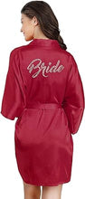 Load image into Gallery viewer, La Merchandise LAB1800 Women&#39;s Satin Short Bridal Party Robe - BURGUNDY BRIDE - Masks LA Merchandise