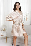 Load image into Gallery viewer, La Merchandise Women's Satin Short Bridal Party Robe - CHAMPAGNE - Masks LA MERCHANDISES
