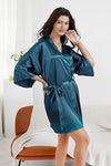 Load image into Gallery viewer, La Merchandise Women's Satin Short Bridal Party Robe - GREEN - Masks LA MERCHANDISES