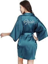 Load image into Gallery viewer, La Merchandise LAB1800 Women&#39;s Satin Short Bridal Party Robe - GREEN BRIDE - Masks LA Merchandise